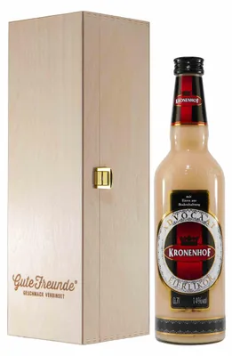 Produktbild von Kronenhof Advocaat Eierlikör mit Geschenk-Holzkiste