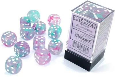 Produktbild von Chessex 16mm D6-Würfel-Set (12) Nebula / Blauregen/Weiß