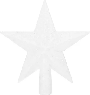 Image de Etoile pour sapin de Noël 15cm blanc pailleté, ornement de Noël