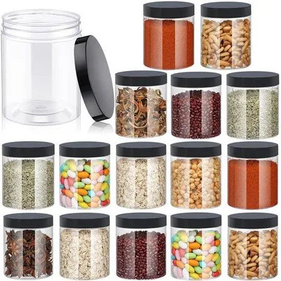 Produktbild von Famanu Vorratsdosen Set 16 Stück - 500 ml, transparent mit schwarzem Deckel, BPA-frei