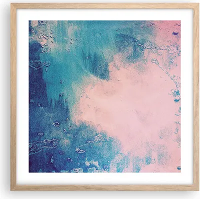 Produktbild von Gerahmtes Poster - Rahmen in heller Eiche - Abstraktion Rosa Blau - 50x50 cm - Wand Bild - Wanddeko - Wandbilder - Kunstposter - Wandposter - Bilderrahmen - Bilder - Kunstdruck - P2NAC50x50-4856