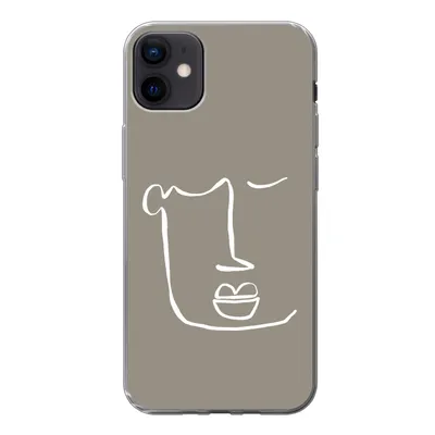 Produktbild von MuchoWow® Handyhülle Schutzhülle Hülle für iPhone 12 mini Lippen - Abstrakt - Strichzeichnung Silikon Softcase Handy Hülle - Bild