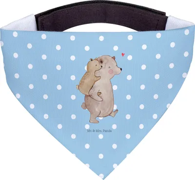 Produktbild von Mr. & Mrs. Panda Hunde-Halstuch Papa Bär - Blau Pastell - Geschenk, Hunde Halstuch, Muttertag, Tuch, Hund, Vater, Geburtstag, Hundehalstuch, Vatertag