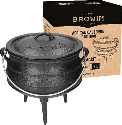 Produktbild von Afrikanischer Kessel - Safari 7 L aus Gusseisen, Kochtopf mit Füßen, Bräter mit Deckelheber, Kochen, Braten und Backen, Töpfe aus Gusseisen, Feuertop