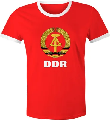 Produktbild von Herren WM-Shirt DDR Fan Nostalgie Retro Moonworks® rot-weiß L