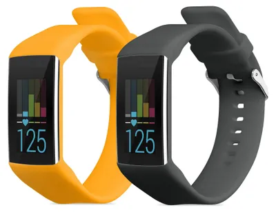 Produktbild von kwmobile 2x Uhrenarmband für Polar A360 / A370 Armband - Fitnesstracker Band Set aus TPU Silikon - Ersatzarmband Smartwatch - Grau Orange