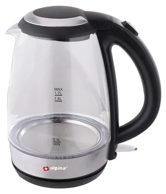 Produktbild von alpina Wasserkocher - Elektrisch - LED - Glas - Edelstahl - Schnurlos - 1,7 Lite