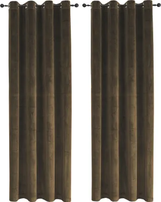 Produktbild von Samt Vorhäng 2er Set Braun Ösen 140x175 cm Verdunkelungsvorhang samtweich blickdicht Gardine