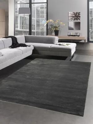 Produktbild von Teppich Wohnzimmerteppich Läufer uni anthrazit grau Größe - 120x170 cm