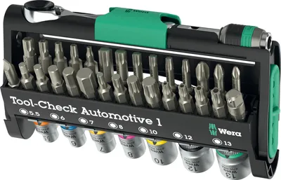 Produktbild von Wera Tool-Check Automotive 1, 1 Stück(e), Schwarz, Grün, Edelstahl, Edelstahl, 478 g, 51 mm, 218 mm