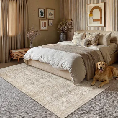 Productafbeelding van Vintage Beige Vloerkleed voor Woonkamer en Slaapkamer 120 x 170 cm