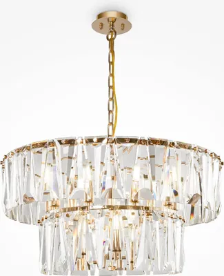 Produktbild von Pendelleuchte Metall Glas E14 Ø 68 cm H: max. 80 cm in Gold rund Modern Kristall
