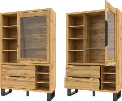 Produktbild von Wohn-/Esszimmer Vitrine in Wotan Eiche Nb. HENDERSON-83, B/H/T ca. 120/190/45 cm