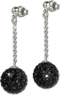 Produktbild von SilberDream schwarz Ohrringe Kugel Zirkonia Damen 925 Silber Ohrhänger GSO2822S