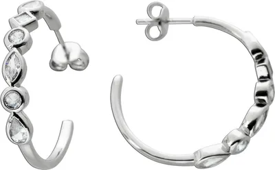 Produktbild von Ohrstecker Halbcreolen Silber 925 weisse Zirkonia Diamantlook