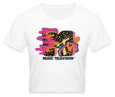 Produktbild von Spreadshirt MTV Music Television Buntes Trippy Logo Crop Top, XL, Weiß