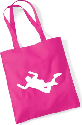 Produktbild von Huuraa Jutebeutel Skydiving Silhouette 10 Liter Fuchsia Baumwolle Tasche Geschenkidee