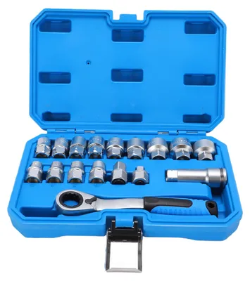 Produktbild von 17-teiliger Steckschlüsselsatz mit 3/8-Zoll-1/2-Zoll-Antrieb, metrische Steckschlüsseleinsätze mit 2-in-1-72-Zahn-Ratsche aus Cr-V-Stahl