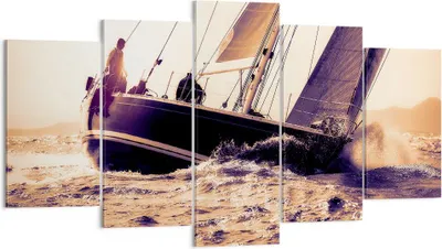 Produktbild von Bild auf Leinwand - Leinwandbild - Meer Yacht Welle - 160x85cm - Wand Bild - Wanddeko - Wandbilder - Leinwanddruck - Bilder - Kunstdruck - Wanddekoration - Leinwand bilder - Wandkunst - EA160x85-3719