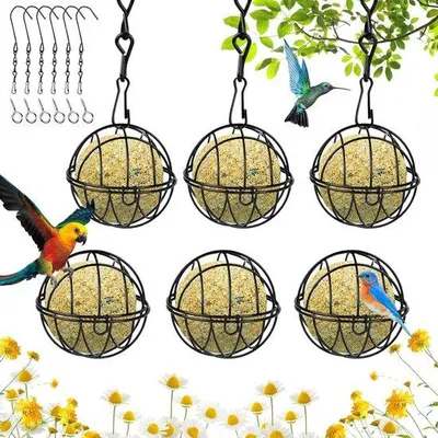 Produktbild von Vogelfutterhänger Set 6tlg. mit S-Haken, Metall, für Wildvögel