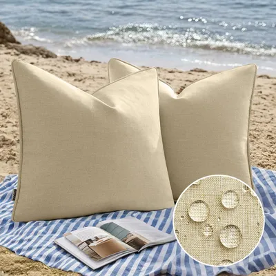 Produktbild von Set mit 2 Outdoor-Kissenbezügen, 50x50 cm, beige-b