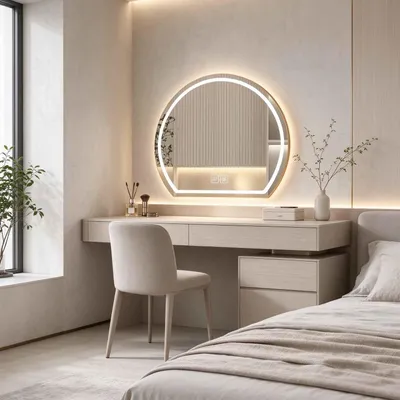Produktbild von Zimilo LED Badspiegel mit Beleuchtung Anti-Beschlag, Wandspiegel Dimmbar 3 Lichtfarben, Bogen-Design Touchschalter Kupferfrei 60x53cm, Badspiegel