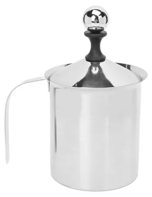 Produktbild von Manueller Milchaufschäumer aus Edelstahl 304, doppelschichtig gebürstet, 800 cc Kapazität, breiter Griff für Kaffee