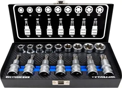 Zdjęcie produktu dla Profesjonalny zestaw śrubokrętów Torx, 16-częściowy, niebieski, 55 mm