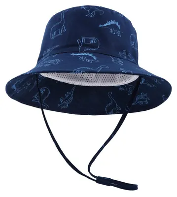 Produktbild von Baby Sonnenhut mit breiter Krempe Königsblau Dinosaurier 3-6 Monate Baumwolle UV-Schutz