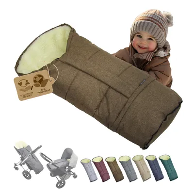 Produktbild von BAMBINIWELT Winterfusssack in Mumienform für Kinderwagen, Jogger, Buggy oder Schlitten, aus Wolle, Größe anpassbar, MUMIE MELIERT BRAUN
