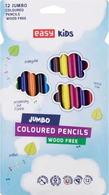 Produktbild von Dreieckige Jumbo-Bleistifte 12 Farben EASY