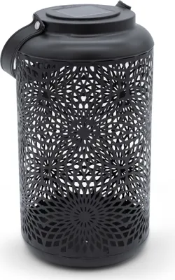 Produktbild von Solar Metall Laterne in schwarz - ca. 28 x 16 cm - Lampe mit Griff zum stellen oder hängen