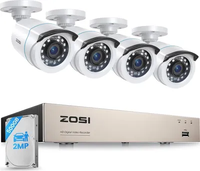 Produktbild von ZOSI 1080P Aussen Überwachungskamera Set 8CH 500GB DVR und 4 Außen 1080P Verkabelt Video Sicherheitskameras, Personen- und Fahrzeugerkennung