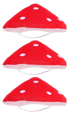 3 übergroße Pilzhüte, Fliegenpilz-Caps, 18 cm Ø, Halloween