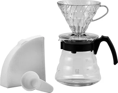 A coffee filter set is arranged on a white background.