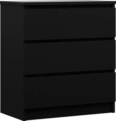Produktbild von Komoda z 3 szufladami w kolorze czarnym matowym - 70 x 78 x 39 cm (szer./wys./gł.)