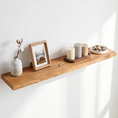 Immagine prodotto di Mensole a parete, 100 cm, legno di ulmo, finitura naturale, set da 1