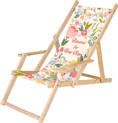 Holz Liegestuhl Personalisierbarer Klappbar Klappliegestuhl mit Armlehne und Getränkehalter Strandstuhl Motiv Pastel Blumen [119]