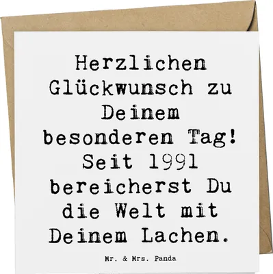 Produktbild von Mr. & Mrs. Panda Grußkarte Spruch 1991 Geburtstag - Weiß - Geschenk, besondere Anlässe, Liebe und Freude, faltkarte, Jubiläum, Glückwunsch, Klappkarte, Happy Birthday