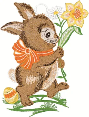 Produktbild von Fensterbild "Hase", farbig, 16 x 22 cm, Plauener Spitze