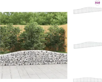 Produktbild von vidaXL Gabionen mit Hochbogen 10 Stk. 400x30x40/60 cm Verzinktes Eisen -  Blumentöpfe & Pflanzgefäße