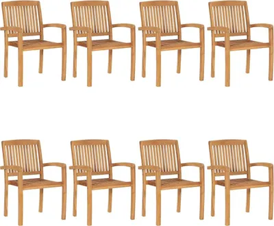 Produktbild von vidaXL Stapelbare Gartenstühle mit Kissen 8 Stk. Massivholz Teak