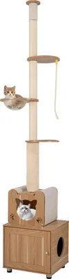 Produktbild von COSTWAY Kratzbaum deckenhoch, 257-276 cm, Katzenbaum mit Katzenhaus, Plattformen, Raumkapsel, Sisal-Kratzstamm & Seil, Katzenkratzbaum, Braun