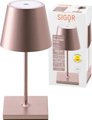 Produktbild von SIGOR Akku-Tischleuchte Nuindie mini 25cm rosegold 2,2W FlexMood 2200K/2700K IP54 Ra85 dimmbar
