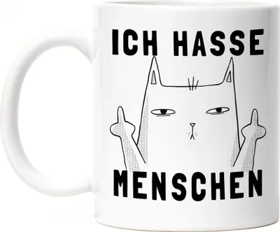 Produktbild von Ich hasse Menschen Tasse Lustig Katze unhöflich Spruch Cat Katzenliebhaber Geschenk Kollege Kollegin Büro-Tasse