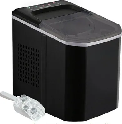 Zdjęcie produktu dla Profesjonalna elektryczna kostkarka do lodu – przenośna – ze stali nierdzewnej – różne rozmiary kostek – czarna