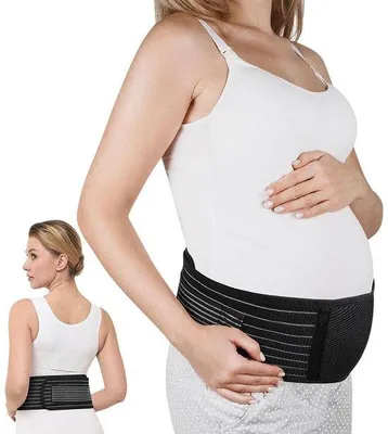 Produktbild von Schwangerschaftsband – Bauchstützgurt für Schwangere – Unterstützung während der Schwangerschaft – Verstellbarer Klettverschluss – 120 cm – Schwarz
