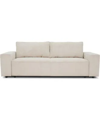 Image de canapé convertible 3 places en velours côtelé beige avec boîte de rangement - 239 x 86 x hauteur 85 cm