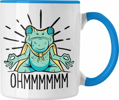 Produktbild von Trendation - Frosch Tasse Geschenk für meditationsbegeisterte Mediration Meditieren (Blau)