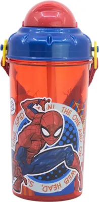 Image de Gourde pour enfants Spiderman 465ml avec paille et sangle de transport
